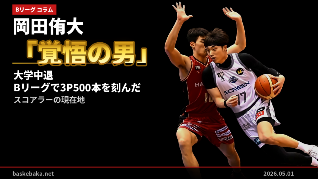 岡田侑大（27歳）という「覚悟の男」── 大学を中退し、Bリーグで3P500本を刻んだスコアラーの現在地